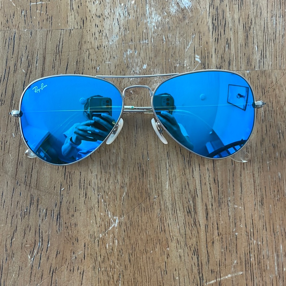 Ray-Ban Sunglasses, RB3025 Aviator Mirror - Gold Matte, Blue Mirror